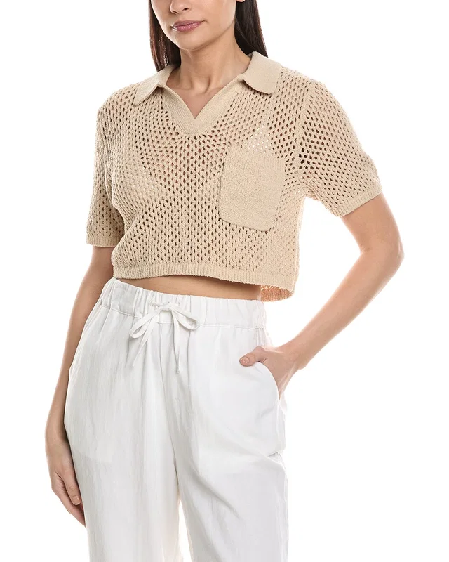 Onia Crochet Knit Cropped Polo Sweater, image 1 of 1 from Rue La La
