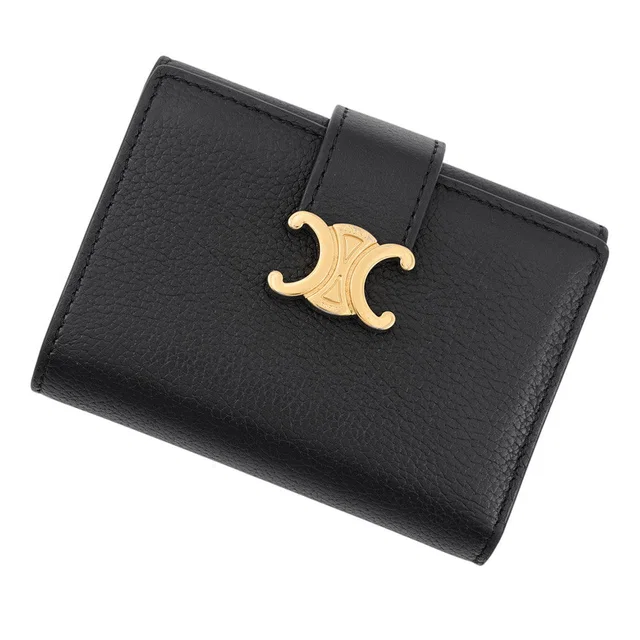 Celine Triomphe Medium Wallet Black10M963GHH.38NO Leather in Leather from GALLERY RARE