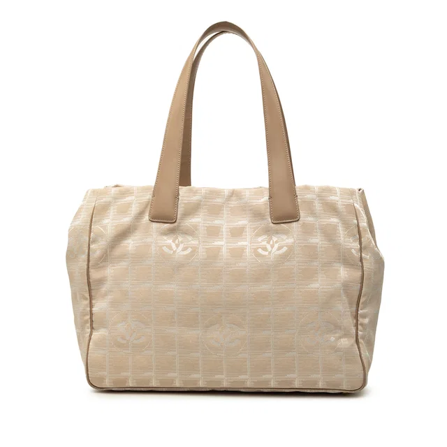 Beige Chanel New Travel Line Nylon Tote in Beige Nylon from Designer Revival