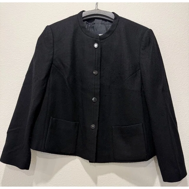 Vintage 2013 Women Giorgio Armani Collarless Black Textured Jacket Blazer Sz 48 in black from Poshmark