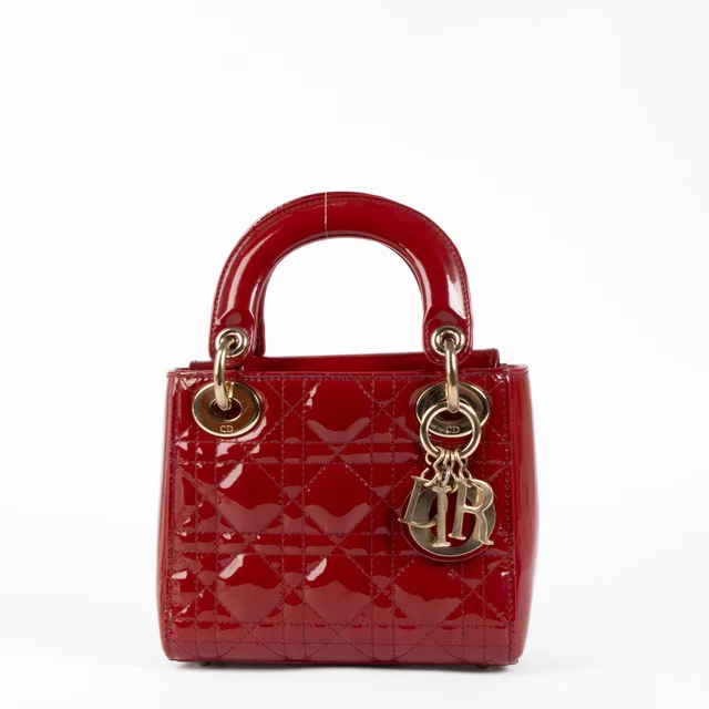 Red Patent Leather Mini Lady Dior Bag in Red Patent leather from Labellov