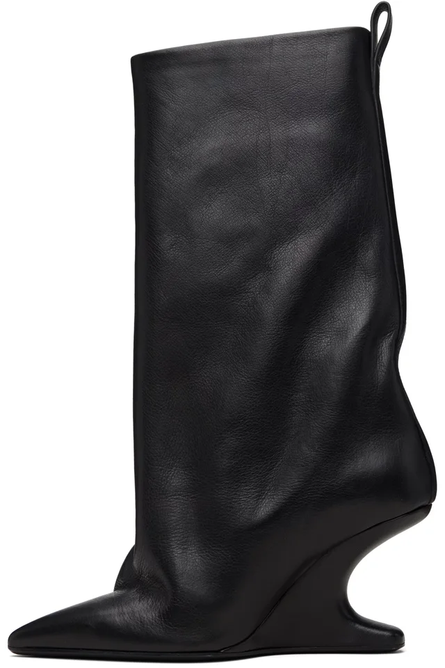 Rick Owens Black Temple Cantilever 8 Sharp Flared Boots, photo 3 of 4 from SSENSE