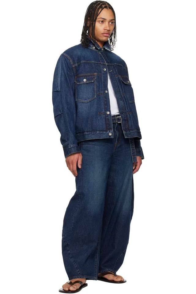 sacai Blue Faded Denim Jacket, photo 4 of 4 from SSENSE