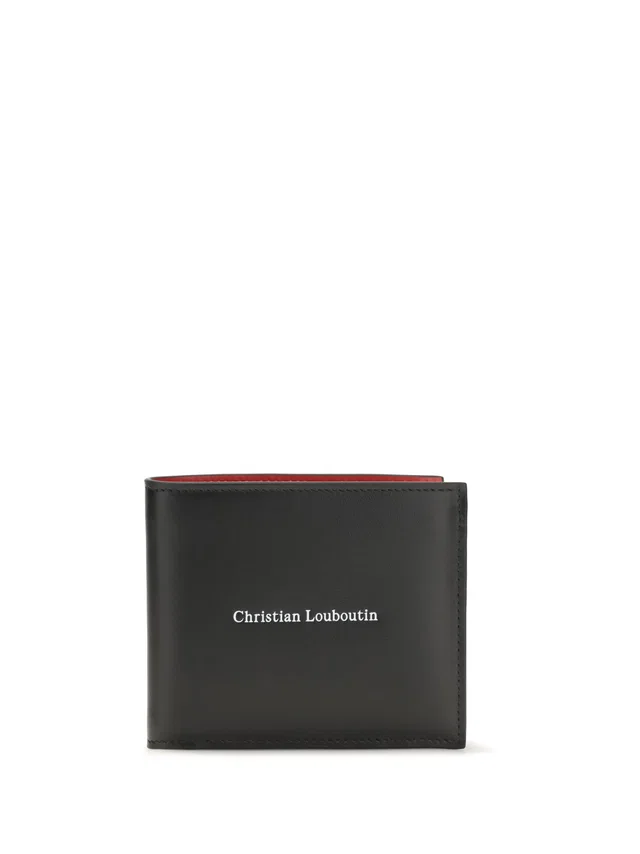 Christian Louboutin Canopy Bifold Wallet — Black Calf Leather Bos Taurus in Black Calfskin from HEWI