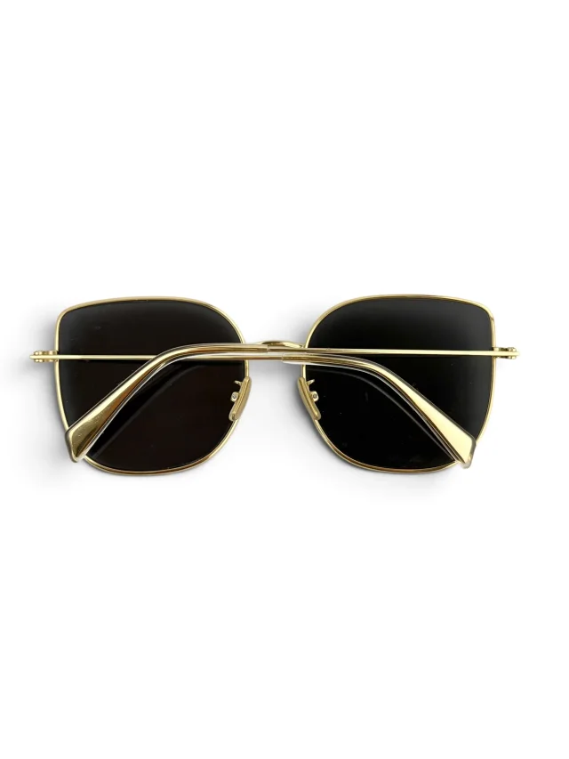 Celine Metal Frame Sunglasses in Gold Leather from Season 2 Consign, photo 3 of 4