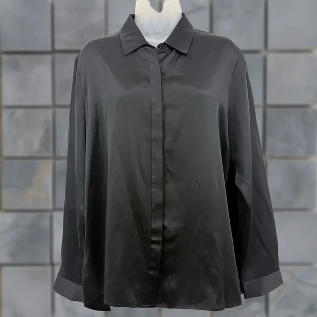Lilysilk Top Womens 1XL Black Mulberry Silk Quiet Luxury Minimal Career in black Silk from Grailed