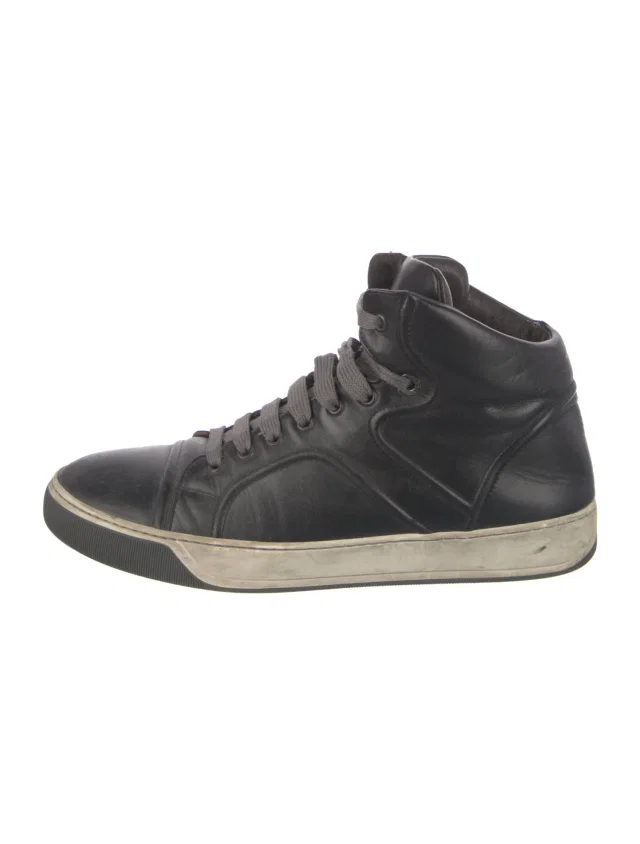 Lanvin Leather Sneakers in black Leather from The RealReal