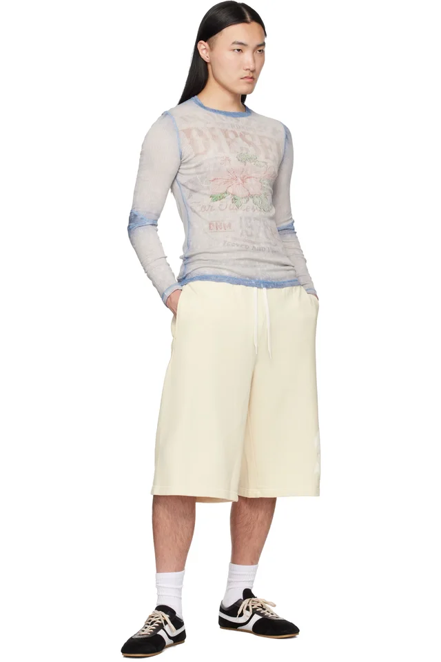 Diesel Off-White Treated Longline Print Shorts, photo 4 of 4 from SSENSE