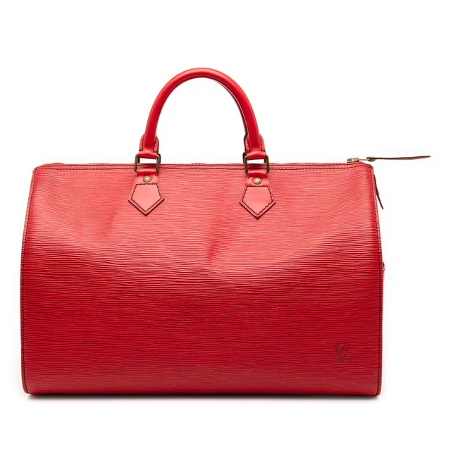 Red Louis Vuitton Epi Speedy 35 Boston Bag in Red Leather from Designer Revival