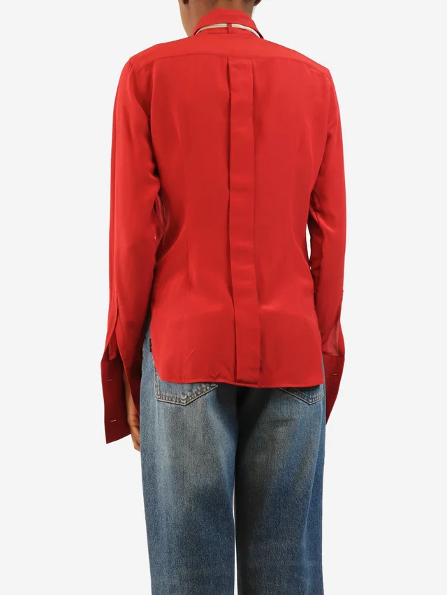 Max Mara Red silk shirt - size S in Red Silk from Sign of the Times, photo 2 of 2