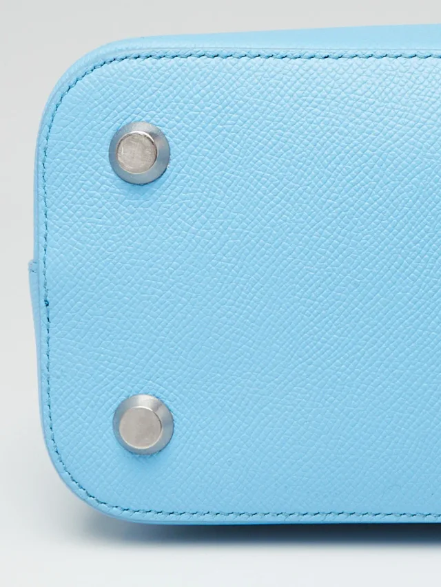 Balenciaga Light Blue Pebbled Leather Small Ville Satchel Bag in Blue Leather from Yoogis, photo 5 of 11
