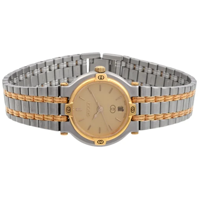 Gucci Round Logo Face Watch 9000L Quartz Champagne from VINTAGE QOO TOKYO, photo 4 of 8