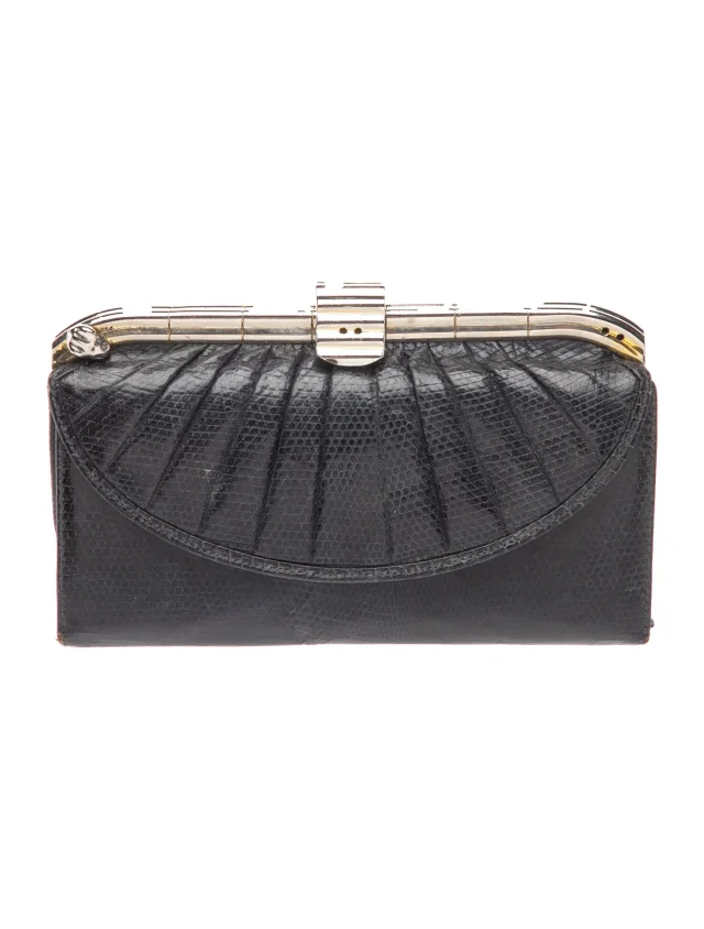 Judith Leiber Embossed Leather Clutch Vintage in black Leather from The RealReal