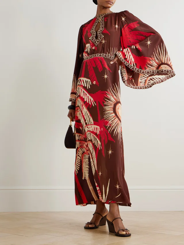 JOHANNA ORTIZ Leyenda Del Tiempo open-back printed silk crepe de chine maxi dress in Brown, photo 2 of 2 from NET-A-PORTER (Canada)