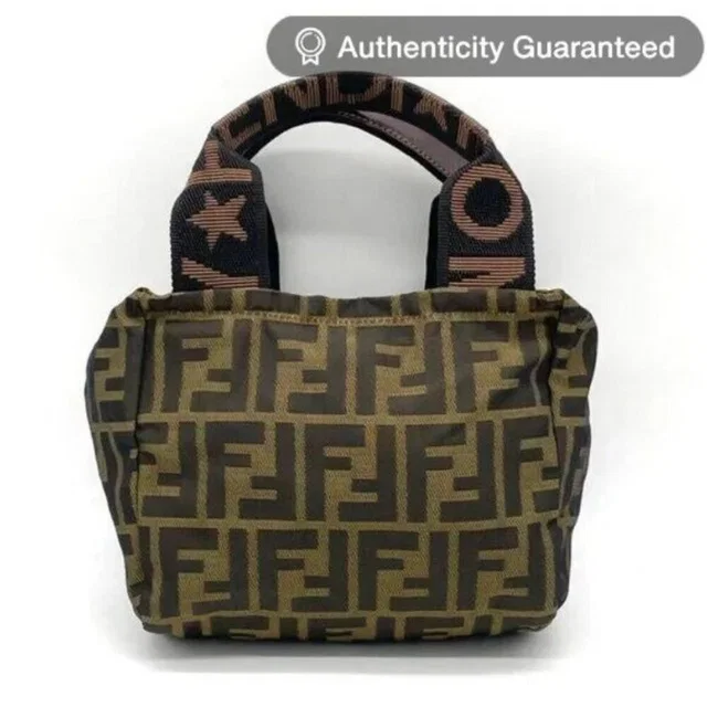 Fendi FF Vintage Zucca Canvas Mini Bag Small Handbag Tan Brown Y2 in Brown Canvas from The Reluxe