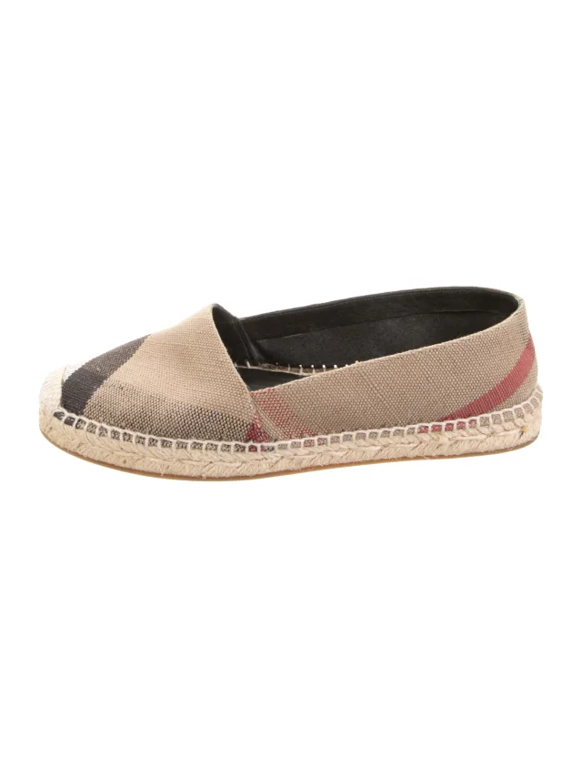 Burberry Nova Check Pattern Canvas Espadrilles in brown|red Canvas from The RealReal