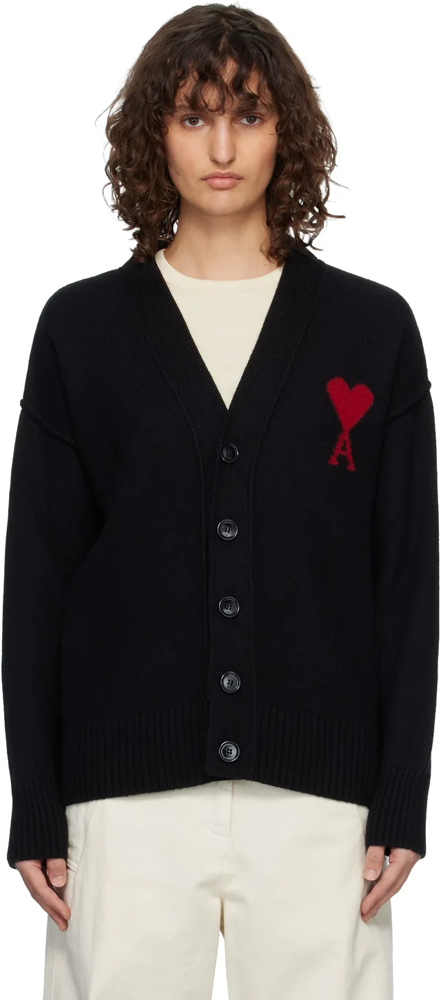 Black Wool Ami de Coeur Cardigan