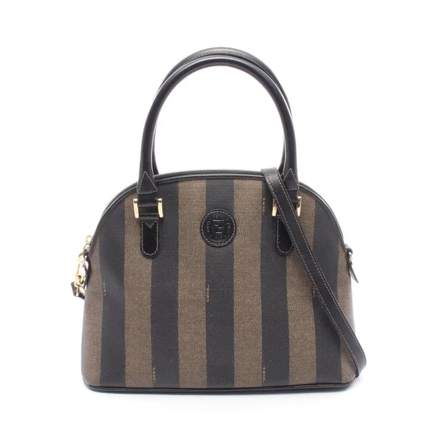 Fendi Pequin Shoulder Bag Canvas Leather Brown Black in black|brown|red Canvas from Poshmark