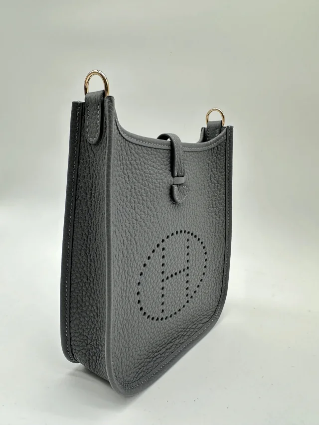 Hermès Mini Evelyne Ardoise Tourillon Clemence Gold Hardware in Clemence leather from Luxury Promise, photo 4 of 11
