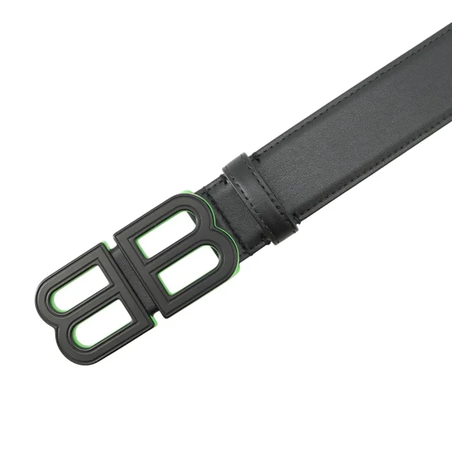 Balenciaga BB Buckle Belt Size 80 Black/Green674171 Leather in Black Leather from GALLERY RARE, photo 4 of 11