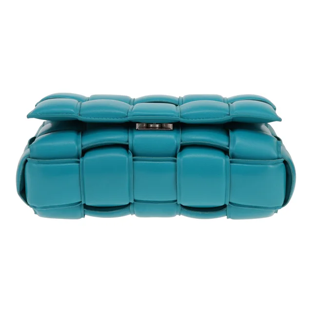 Bottega Veneta Padded Cassette shoulder bag in turquoise intrecciato leather in Blue Woven leather from Collector Square, photo 2 of 4