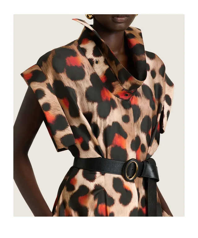 Givenchy Shirt dress in leopard silk with deconstructed collar, photo 6 of 8 from SENSER