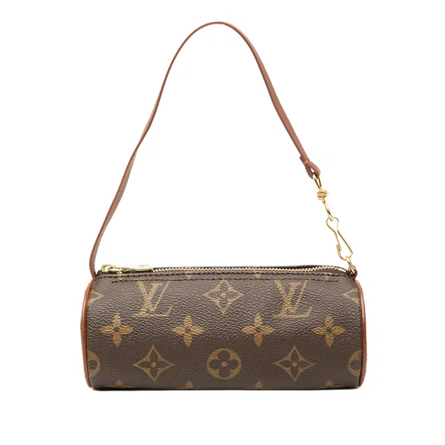Brown Louis Vuitton Monogram Papillon Pochette Handbag in Brown Coated canvas from Designer Revival
