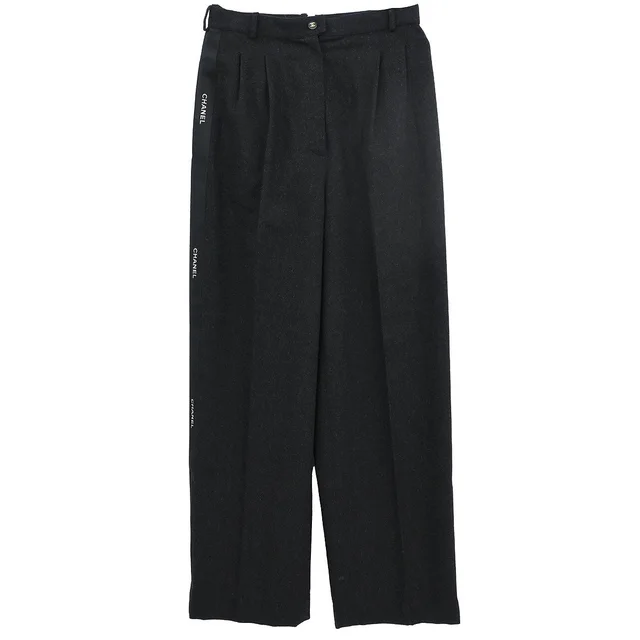 Chanel Long Pants Dark Gray in Grey Wool from AMORE Vintage Tokyo