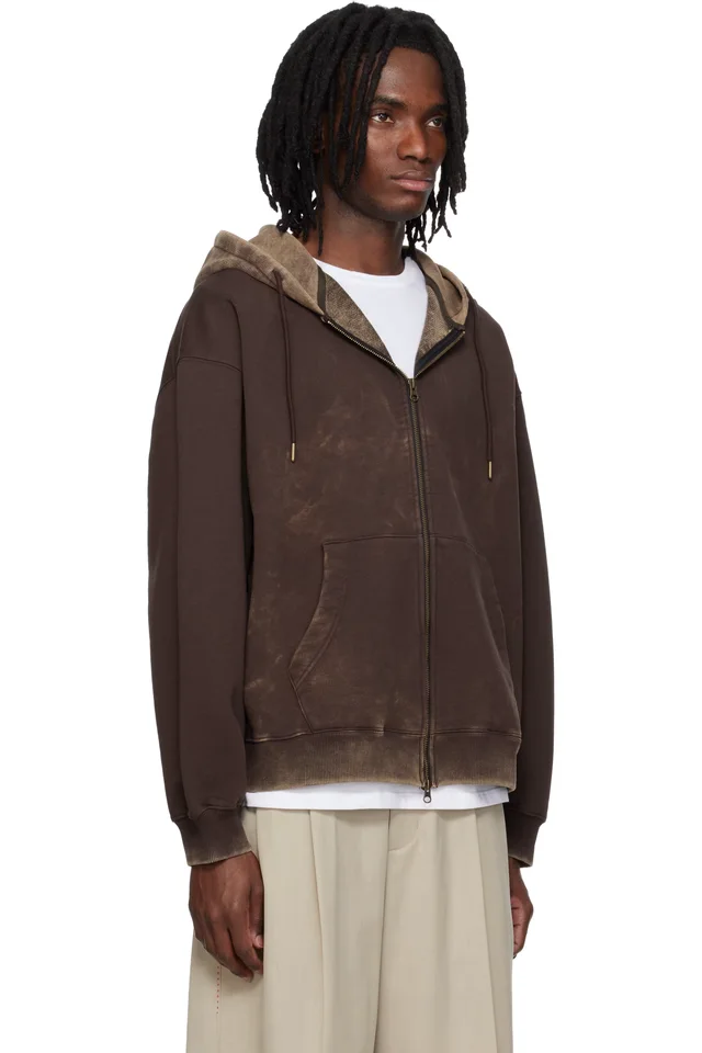 MMIC Brown Dusk Zip Up Hoodie, photo 2 of 4 from SSENSE