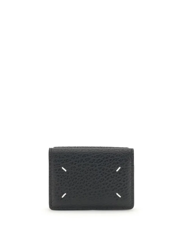 Maison Margiela Four-Stitch Bi-Fold Wallet — Black Calf Leather Bos Taurus in Black Calfskin from HEWI