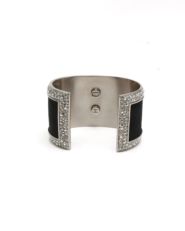 Chanel Strass and Fabric CC Cuff Bracelet from A Retro Tale, photo 3 of 6