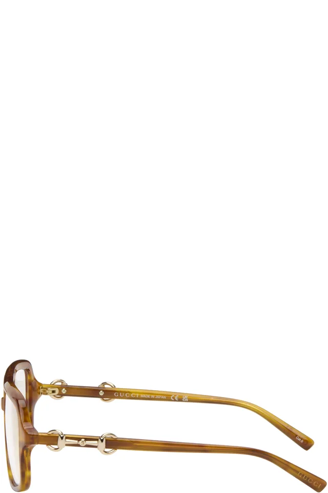 Gucci Brown Navigator Frame Sunglasses, photo 3 of 4 from SSENSE