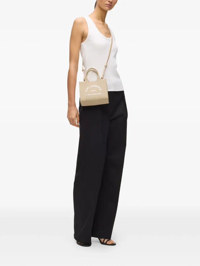 Karl Lagerfeld mini Rue St-Guillaume square tote bag in Neutrals, photo 2 of 5 from FARFETCH