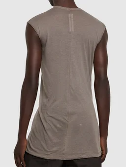 Rick Owens Sleeveless V-neck T-shirt in 100% Cotton, photo 3 of 5 from LUISAVIAROMA