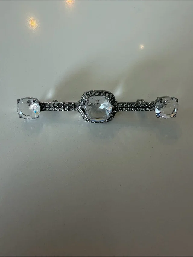 Swarovski Clear Crystal Bar Brooch With Cushion-Cut Center in silver|gray|white from Poshmark