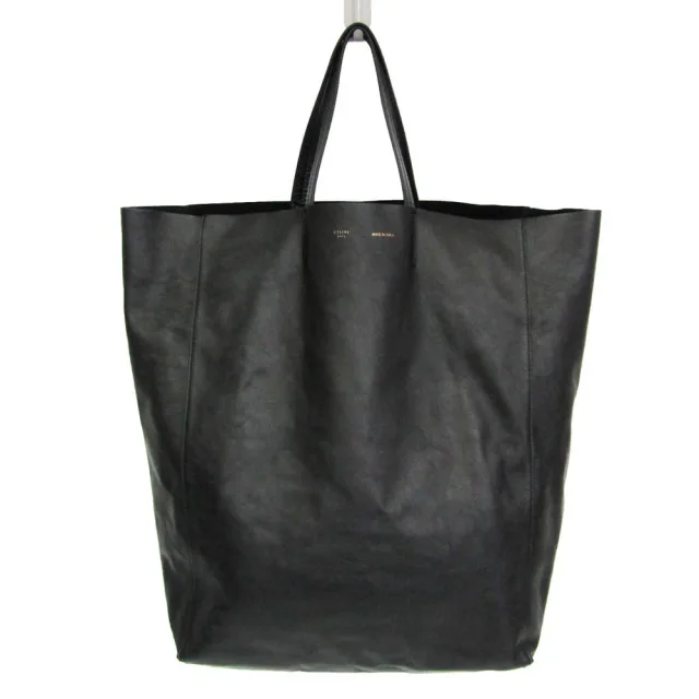 Celine Cabas Horizontal Women's Leather Tote Bag Black in Black Leather from Elady