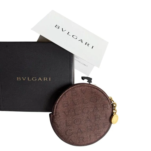 Bvlgari Women's Coin purses and pouches - Brown in red|brown from Depop, photo 1 of 1
