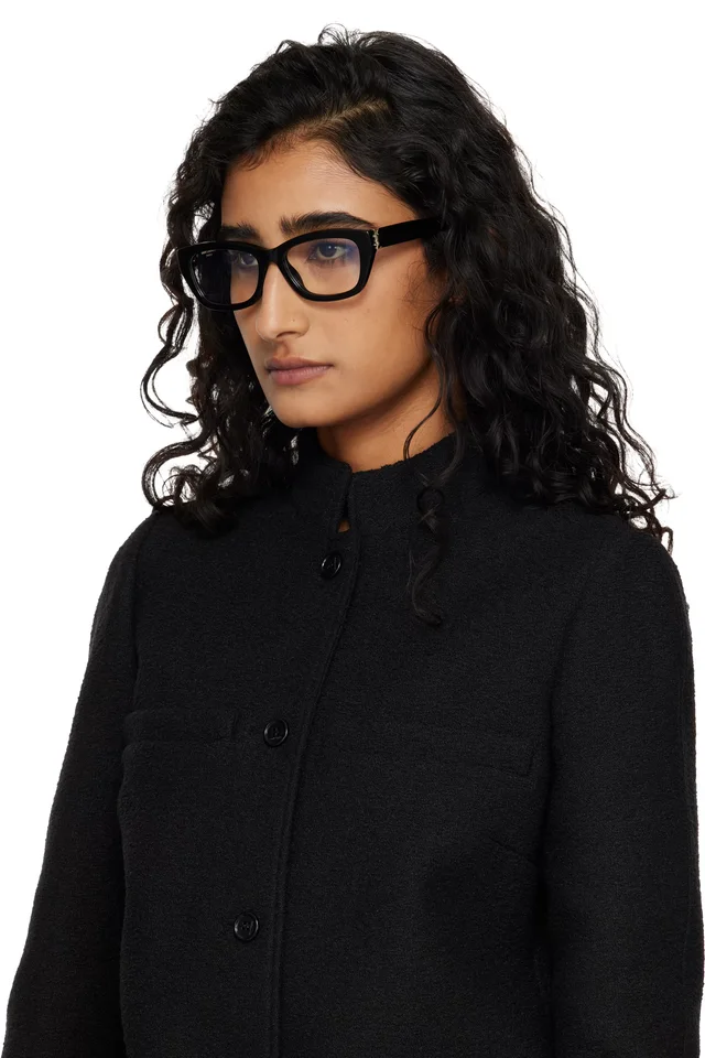 Saint Laurent Black SL M153 Medium Monogram Hinge Glasses, photo 4 of 4 from SSENSE
