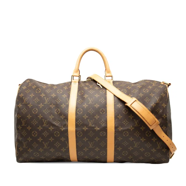 Brown Louis Vuitton Monogram Keepall Bandouliere 55 Travel Bag in Brown Coated canvas from Designer Revival