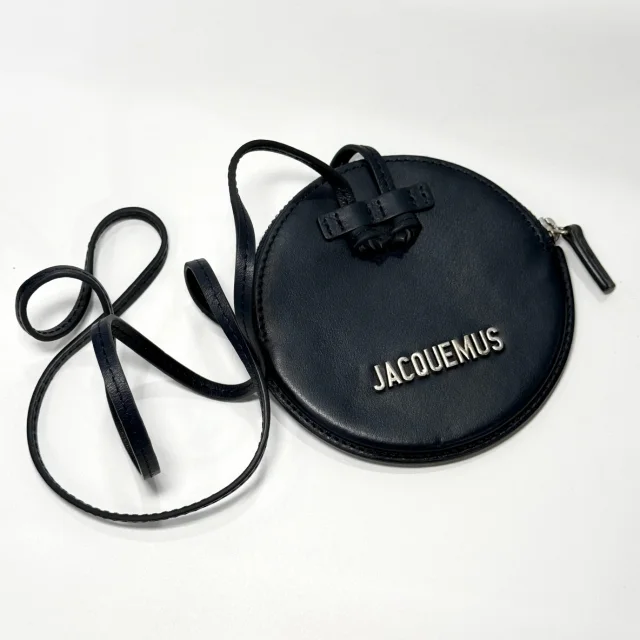 Jacquemus Le Pitchou Round Coin Purse Navy in Navy Leather from Revivre