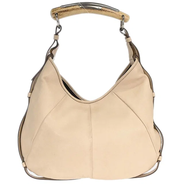 Saint Laurent Beige Leather Mombasa Handbag in Beige Leather from AMORE Vintage Tokyo