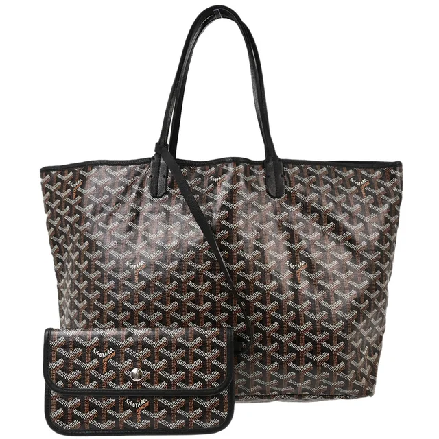 Goyard Black Saint Louis PM Tote Bag in Black Canvas from AMORE Vintage Tokyo