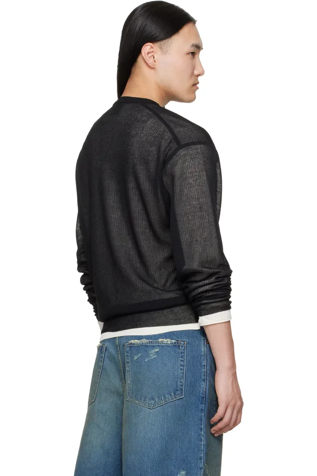 ssstein Black Knit Crew Neck LS Sweater, photo 3 of 5 from SSENSE