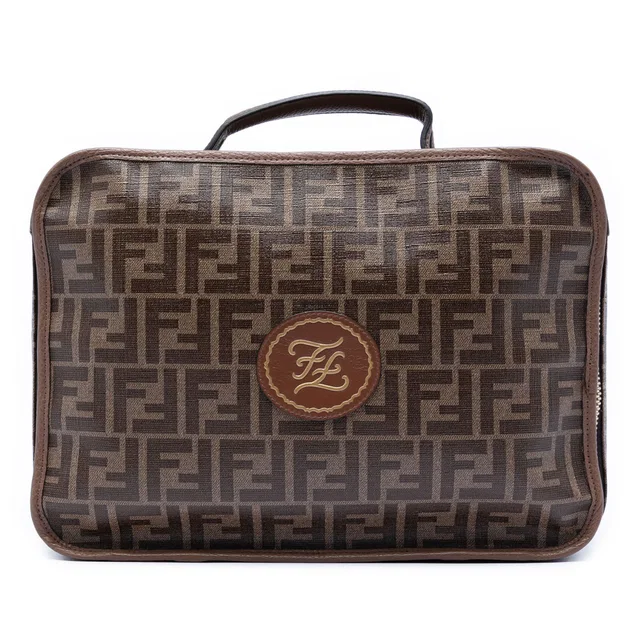 Brown Fendi Zucca Coated Canvas Karligraphy Travel Bag in Brown Coated canvas from Designer Revival