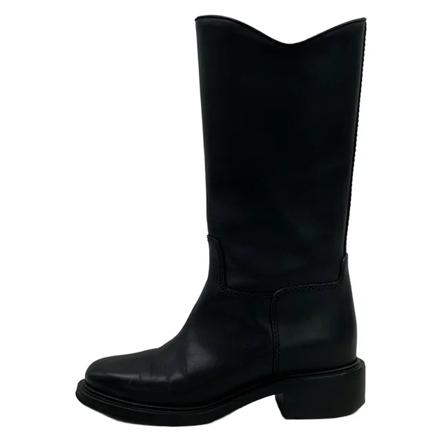 Chanel Boots C Black CC Logo Leather in Black Leather from The Reluxe