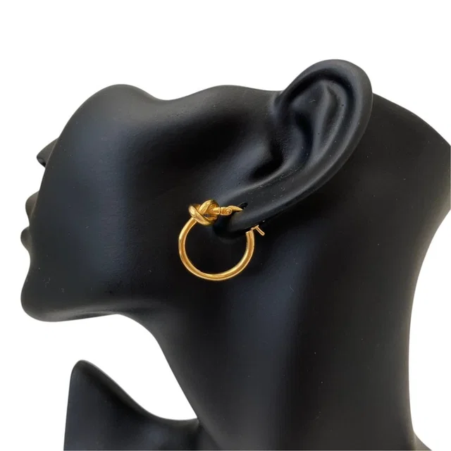 Celine Single Knot Earrings Gold Colored in Gold from The Reluxe