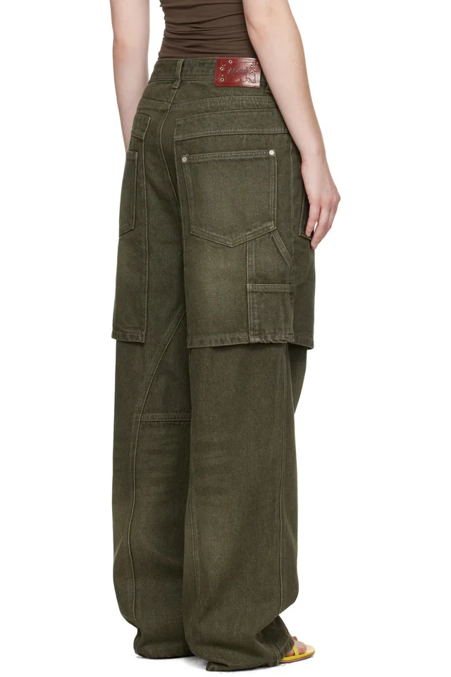 Andersson Bell Green Raptor Layered Wide-Leg Jeans, photo 3 of 4 from SSENSE