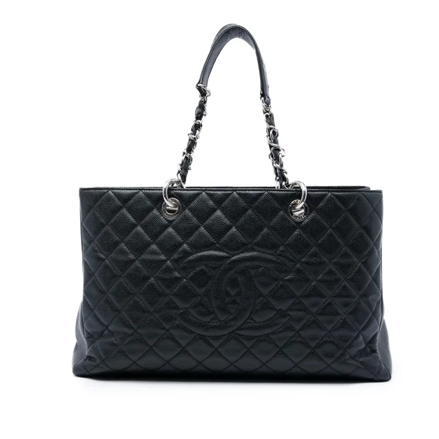 Black Chanel Caviar Grand Shopping Tote XL in Black Caviar leather from Designer Revival