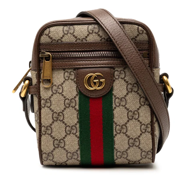 Beige Gucci Mini GG Supreme Web Ophidia Crossbody in Beige Coated canvas from Designer Revival