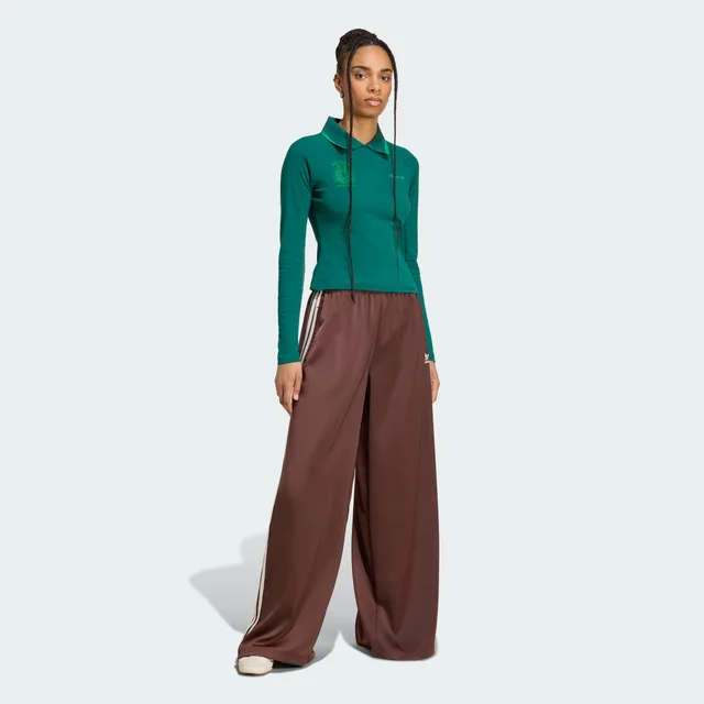 Adidas Adicolor Satin Wide Leg Track Pants in Brown, photo 3 of 6 from adidas (US)